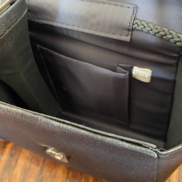 New * GLITTERY Fabric GUNMETAL GRAY Bugle Beads EVENING BAG * Strap (or inside) - Picture 5 of 6